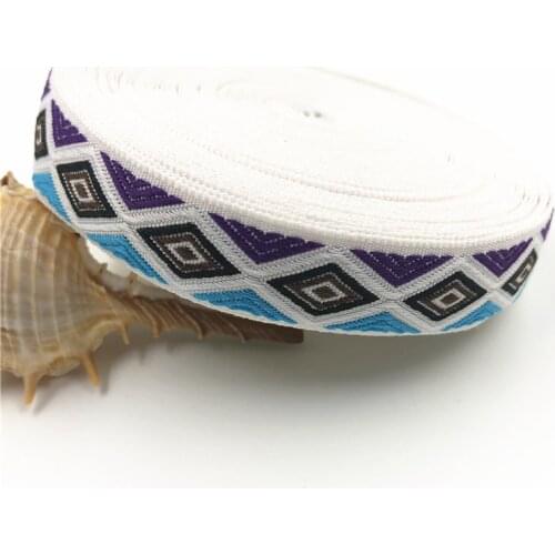 10Yards 20mm 3/4" DIY Wrapping Wedding Party Hair Bow Decoration Gift Packaged Accessory Black Geometric Woven Jacquard Ribbon