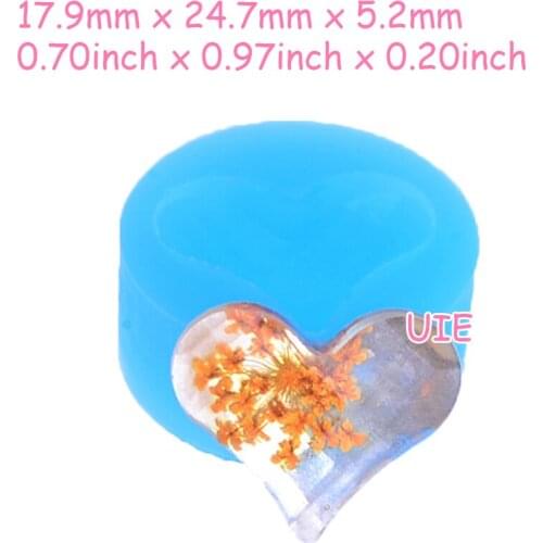 BYL031U 17.9mm x 24.7mm x 5.2mm Heart-shaped Silicone Mold Earrings Pendant Necklace Making Cabochon Resin Clay Craft Fondant