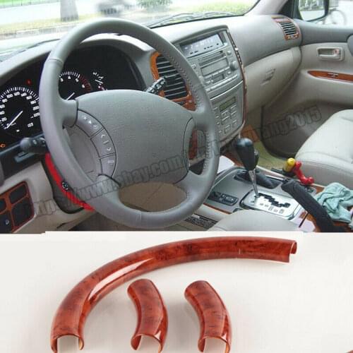 Fit for Toyota Land Cruiser LC100 1998-2007 ABS Wood grain Steering Wheel Cover