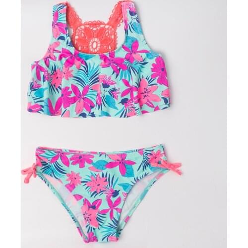Bohemia Style Print Girl Kids Bikinis 2020 Falbala Girls Swimwear Swimsuit Summer Children Biquini Infantil Bathing Suit A250