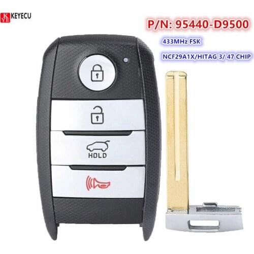 For Kia Sportage 2018 2019 2020 Smart Cat Key 433.92MHz FSK NCF29A1X HITAG 3 47 CHIP P/N: 95440-D9500 TQ8-FOB-4F08