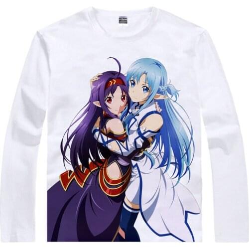 Alfheim Online ALO T-Shirt Asuna Yuuki Shirt Man Long sleeves t-shirts Anime Products cute style women summer white t-shirts a