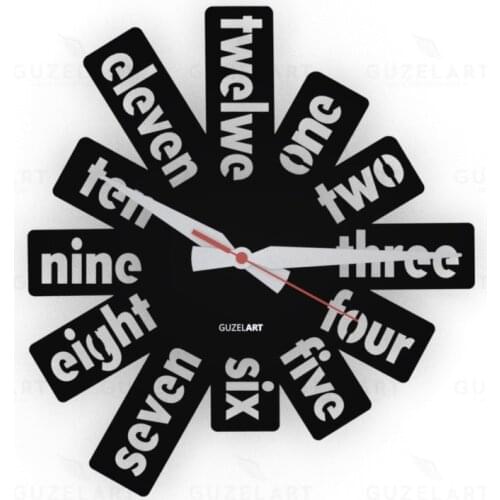 GuzelArt Elegant Wall Clock Modern Design Living Room Decoration Wooden Home Decoration Accessories Wall Decor Black