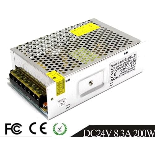 Switching Power Supply DC 24V 8.3A 200W Single Output LED Power Driver Transformer 220v 110v AC To DC24V for Cctv Led Light Lamp