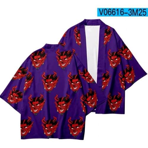 3D Printing Satan Funny Japanese kimono cardigan men haori yukata Summer kimono Cool Short Sleeve men kimono beach shirt
