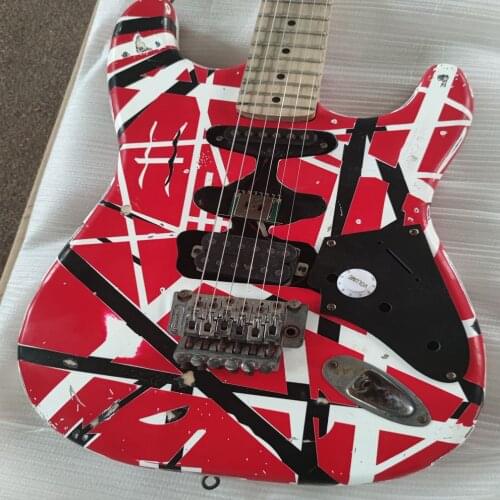 Classic retro color striped electric guitar, Frank stratt appeared again yesterday, free transportation