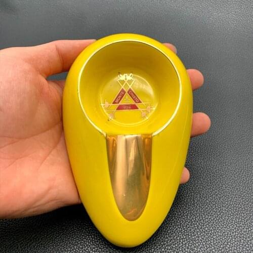 COHIBA Classic Yellow Ash Slot Ceramic Cigar Ashtray Stand Antislip Pocket Single Cigar Holder Cigarette Accessories Men Gifts