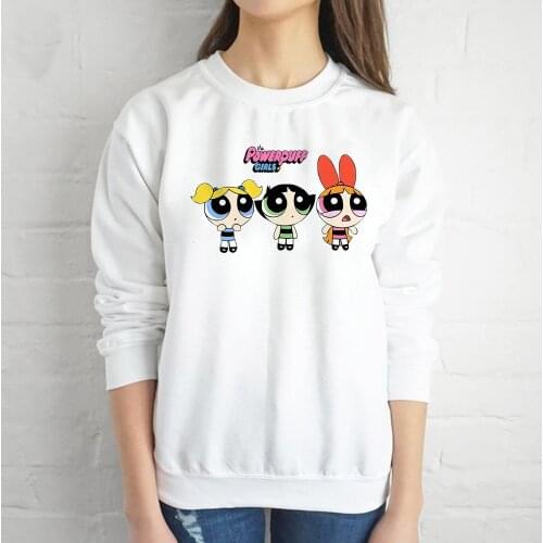 Powerpuff Girls Adventure Time Supernenas Hoodie Crewneck Plus Size Long Pullovers Harajuku Sport Top Sweatshirts Sudadera Mujer