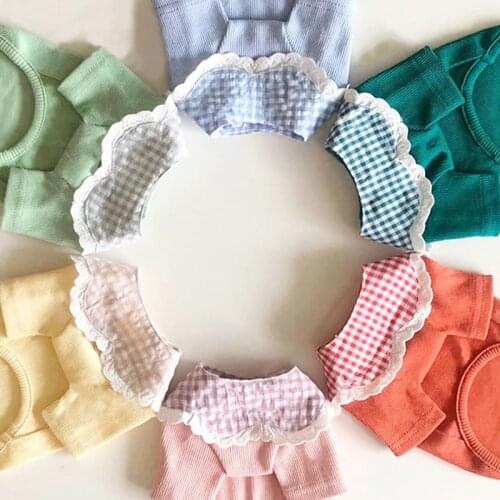 Lace Dog Clothes Cute Soft Dog T-shiet Check Lace Neckline For Small Dogs Girl Designer Puppy Clothes Fashion Chihuahua Costume