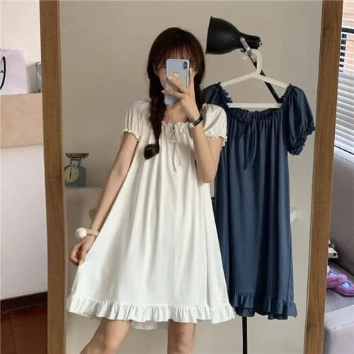 Summer 2021 Sweet Girl Japanese Kawaii Girl Lolita Dress Harajuku Tender Girl Slim Soft Sister Simple Puff Sleeve Princess Dress