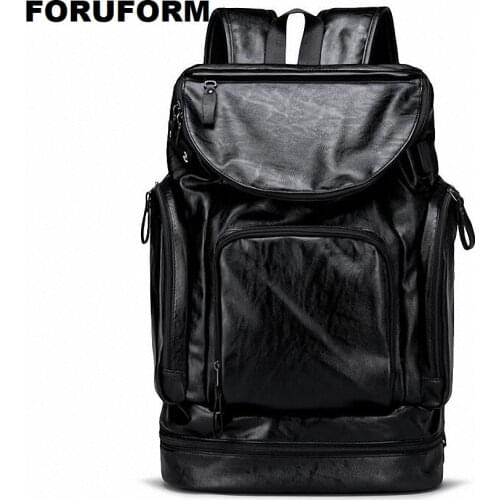 Men Backpack External USB Charge Waterproof Backpack Fashion PU Leather Travel Bag Casual School Bag leather bookbag LI-2408
