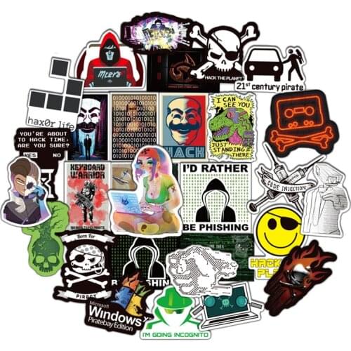 50Pcs Geek Hacker Sticker For Bicycle Laptop Refrigerator Office Guitar Skateboard Book bag Computer Programming Sticker