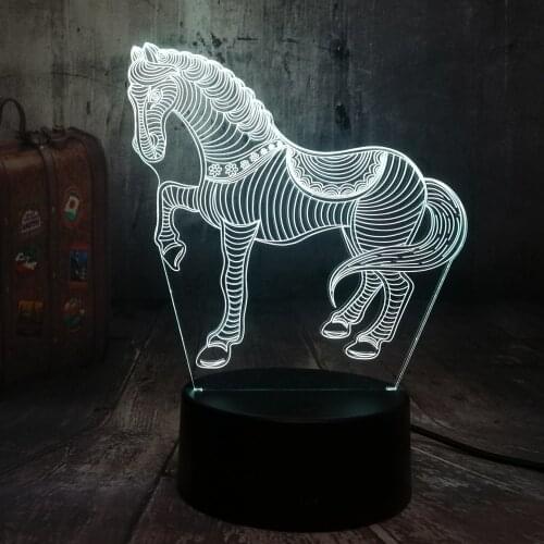 Animal Horse 3d Illusion Led Night Light Kids Boy Toy 7 Color Change Home Bar Bedroom Decor Table Lamp Birthday Christmas lamp