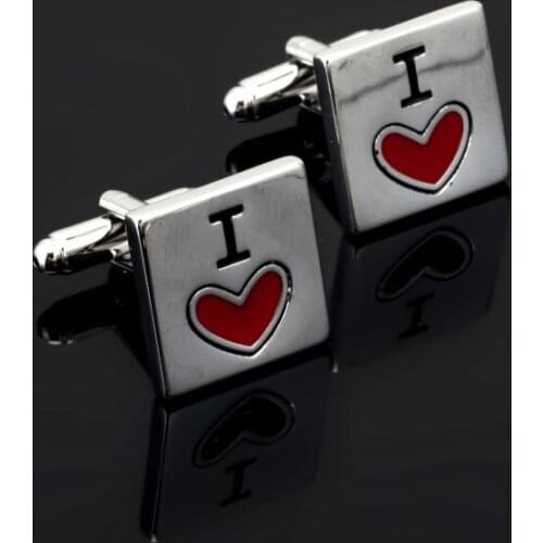 Newest Cufflinks For Mens Silvery Plating Red Heart Custom Twins Stainless Steel Love Shirt Wedding Cuff Links Custom Jewelry