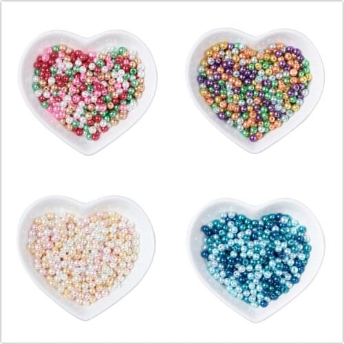 Pandahall 100pcs/lot 8mm Pearlized Glass Pearl Beads Spacer Bead for DIY Jewelry Making Bracelet Necklace Mixed Color Hole: 1mm