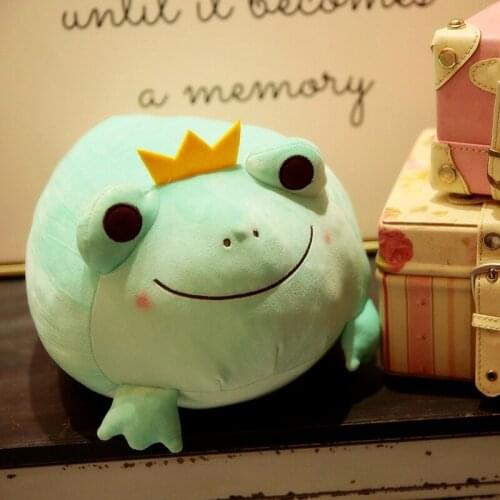 1pc 35/42cm Cute Crown Frog Plush Pillow Lovely Stuffed Soft Animal Frog Toys Cushion for Children Baby Birthday Appease Dolls