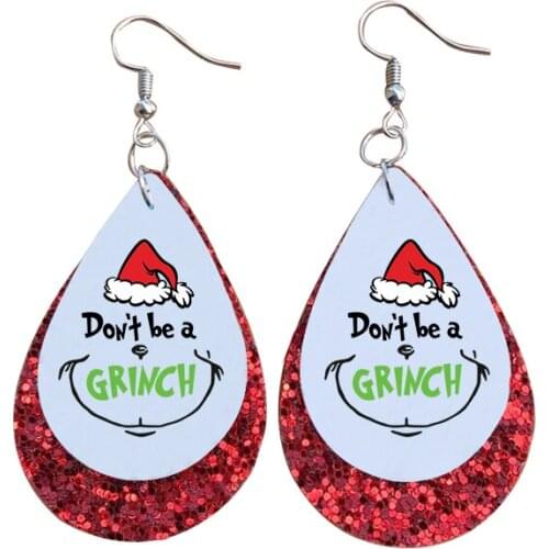 Dont Be a Grinch Christmas Hat Earrings 3 Colors Can Choose Stock Bulk Wholesale