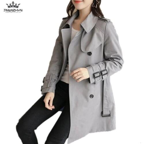 TNLNZHYN autumn new Women clothing Windbreaker overcoat Fashion loose Big yards long-sleeved female high-end trench coat QW15