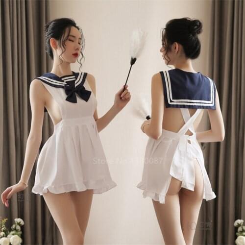 Japanese Style College School Student Uniform Women Girls Sexy Lingerie Backless Dress Sailor Collar Sexy Japan JK Fancy Suit