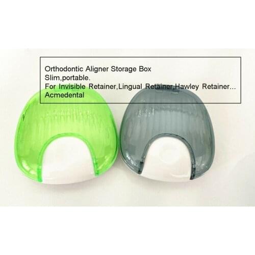Green+Grey Dental Invisible Brace Retainer Clear Aligner Box Storage Case Slim