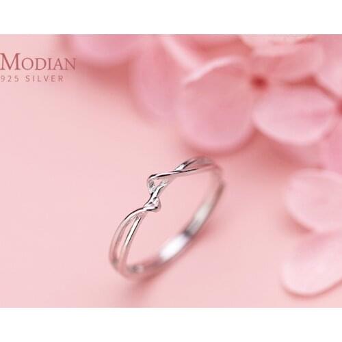 Modian Authentic 925 Sterling Silver Fashion Wave Open Adjustable Finger Rings For Women Simple Ring Fine Jewelry Party Gifts