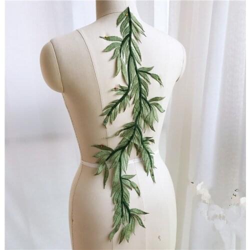 1pcs Leaf Embroidery Lace Applique Accessories For Evening Dress Diy Clothing Fabrics Decoration Sew On Patch Material