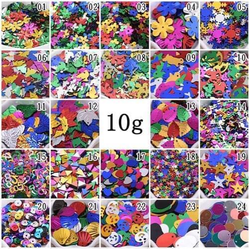 10g Hugely Popular Multi Size Mix Flat Cup Round Oval pvc loose sequins Glass Beads Bugles Sewing Craft Kids intelligence Gifts