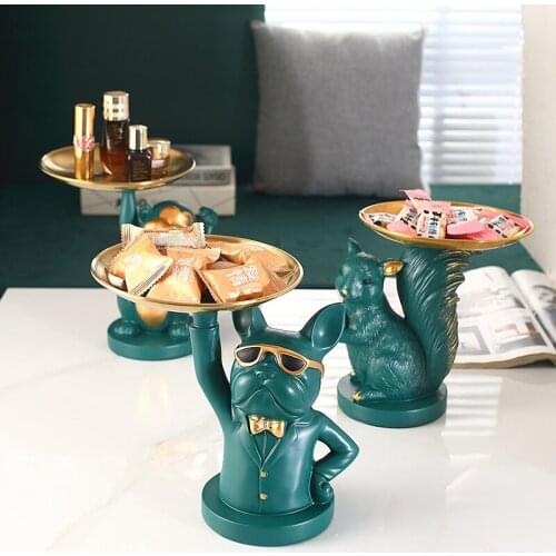 2021 Cute Bulldog Statue Table Decoration Fashion Squirrel Sculpture Home Room Multifunctional Desk Storage