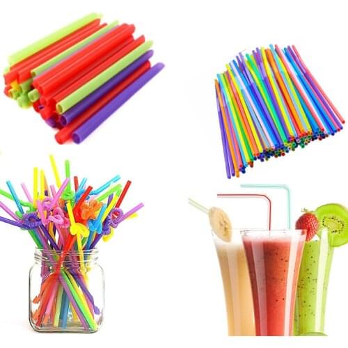 33/50/100 PCS Multicolor Straws Extra Long Plastic Drinking Straws for Party Weddings Celebrations Bar Juice Drinking Supplies