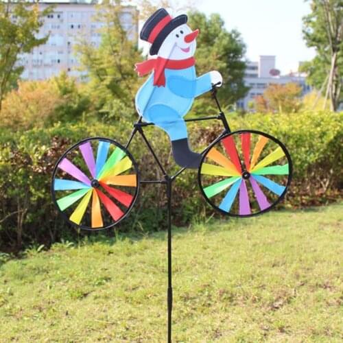3D Large Snowman Santa Claus On Bike Windmill Wind Spinner Whirligig Yard Garden Decor Christmas Gift Y4QA
