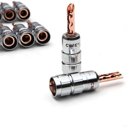 4pcs/lot Speaker Banana Plug Connector Copper Gold Plated Jack Male Plug Wire Adapter for Audio Video Cable Connector