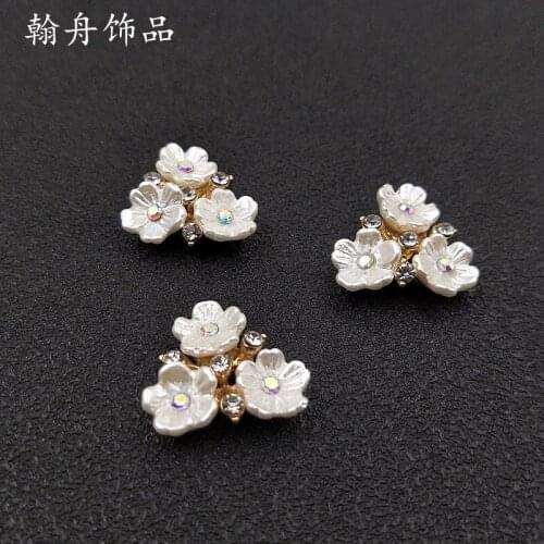 50pc 17mm Gold color Alloy Material Crystal Resin Flower Charm Flower charm For DIY Hair Wedding Handmade Jewelry Making