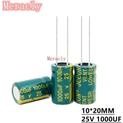 5PCS 25V 1000UF Aluminum electrolytic capacitors Own factory long life High frequency and low resistance best quality 20