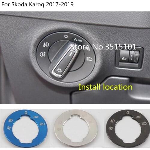 Car Stainless Steel Cover Front Headlight Light Switch Trim Frame Lamp Button Panel 1pcs For Skoda Karoq 2017 2018 2019 2020