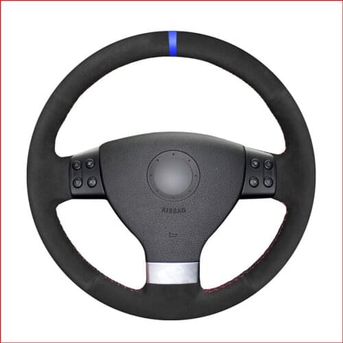 Black Suede Hand Sew Steering Wheel Cover for Volkswagen Golf 5 2005-2009 Passat B6 Jetta 3 Tiguan Touran 2008 2009 2010