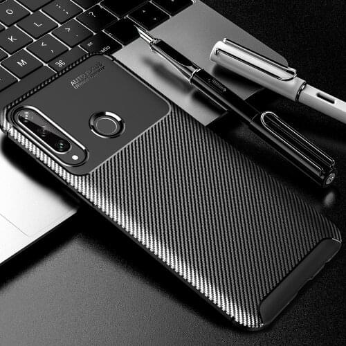 Y6P Carbon Fiber Case For Huawei Y6P Case Luxury Soft TPU Slim Silicone Cover for Huawei Y6 P Capa Fundas