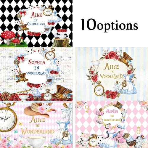 Sensfun Girl Baby Shower Photo Backgrounds Alice in Wonderland Birthday Party Backdrop Photography Studio Props Cake Table Decor