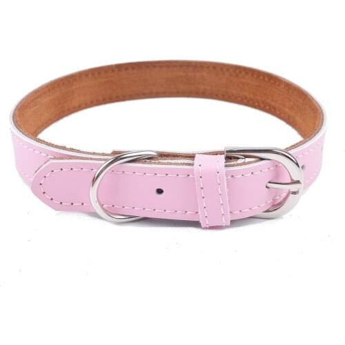 Pink Genuine Leather Durable Dog Collar For Small Medium Dogs Standard Design Collars Pet Products Chihuahua
