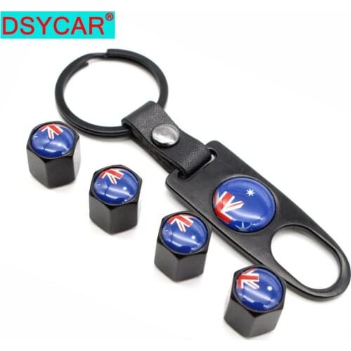 DSYCAR 1Set Zinc Alloy Anti-theft Car Wheel Tire Valve Caps Stem Air + Leather buckle Wrench Auto Car Wheels Tires Parts