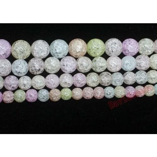 Fctory Price Natural Multicolor Cracked Crystal Round Beads 6 8 10 12mm Per Strand Pick Size For Jewelry Making diy