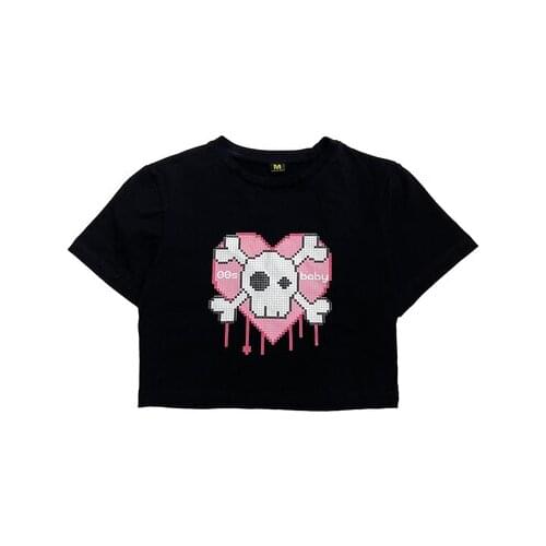 Ruibbit Japanese Harajuku Hot Girl Sweet Print T-shirts Black White Long Sleeve Women Tees Female T shirts Streetwear