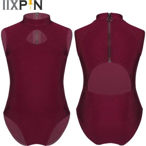IIXPIN Kids leotards for girls Ballet Leotards Dance ballerina Sleeveless Mock Neck Keyhole Front Back Zipper Gymnastics Leotard