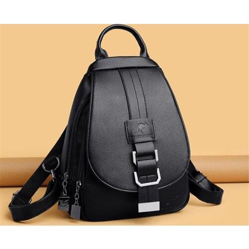 Classic PU Leather Ladies Backpack High Quality Fashion Flip Handbag Leisure Travel Student Girl School Bag 2021 New