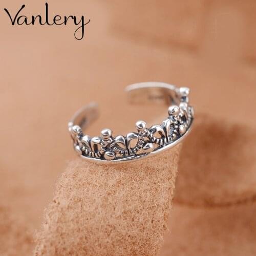 Personality Punk Vintage Crown Rings For Women Men Resizable Size Rings Fashion Trendy Boho Jewelry