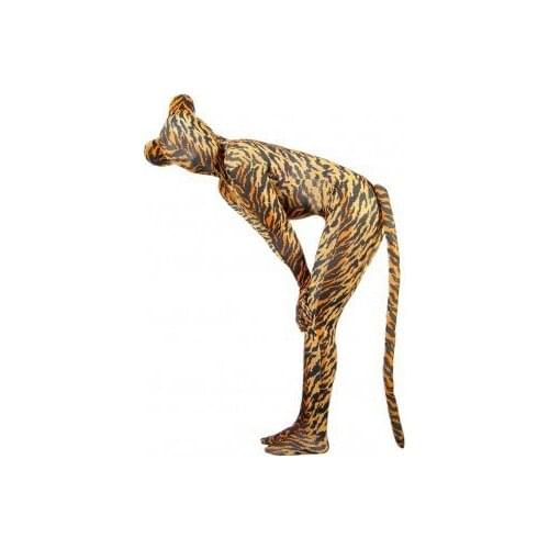 LP0) Tiger Spandex Tights With Ears and Tail Unisex Fetish Zentai Suits