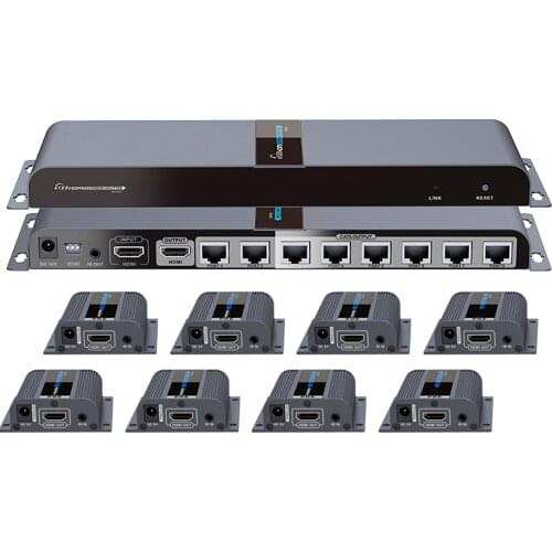 LKV718pro HDMI 1X8 extender Splitter 8-way HDMI 1X8 splitter extender by cat5e/6 cable up to 40m(8 receivers included)
