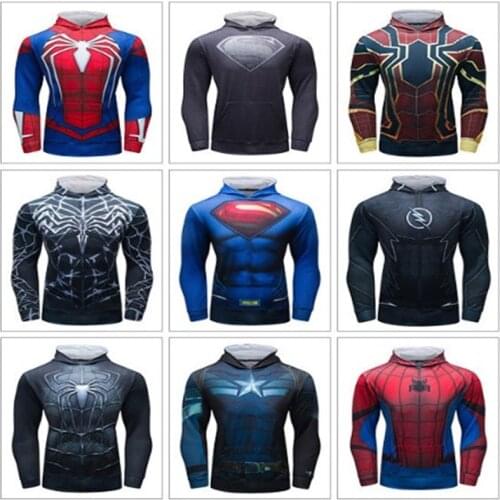 Mma Bjj Fitness Superhero Boxing Rashguard Long Sleeve Men Compression Hoodies Jiu Jitsu Boxeo Shirt Sport Workout Crossfit Tops