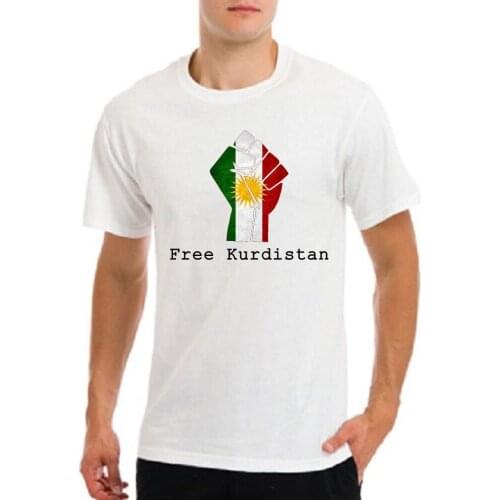 Newest 2019 Fashion Stranger Things T Shirt Men FREE KURDISTAN kobane no opression turkey isis fist sun logo white T Shirt