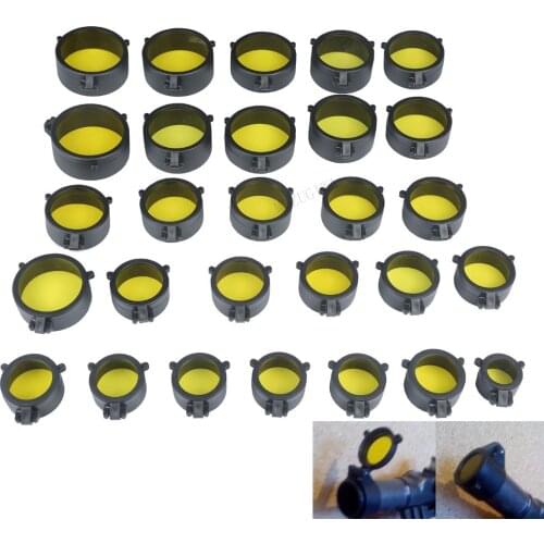 Transparent Rifle Scope Cover Protection 30mm-69mm Lens Cover Flip Up Quick Spring Cap Yellow Objective Lense Lid Hunting