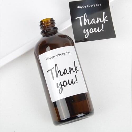 60Pcs/pack Label Thank You Black White square Kraft Paper Color Sealing Paste Baking Biscuit Bag Decorative Seal Sticke